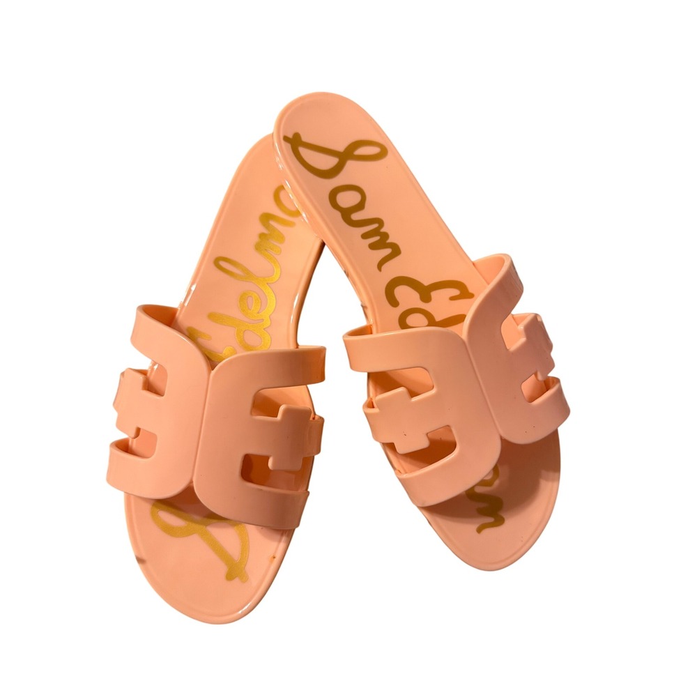 Sam Edelman Bay Jelly Slide Sandals Peach Coral Women Size 10 Flat Beach Shoes